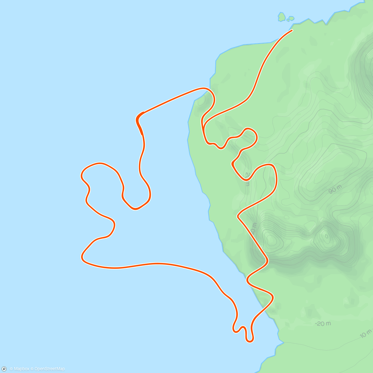 アクティビティ「Zwift - Race: Stage 3: Lap It Up - Seaside Sprint (D) on Seaside Sprint in Watopia」の地図