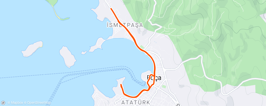 Map of the activity, Steady morning run into Foça with Ben 🏃🏻‍♂️🏃🏻‍♂️🇹🇷