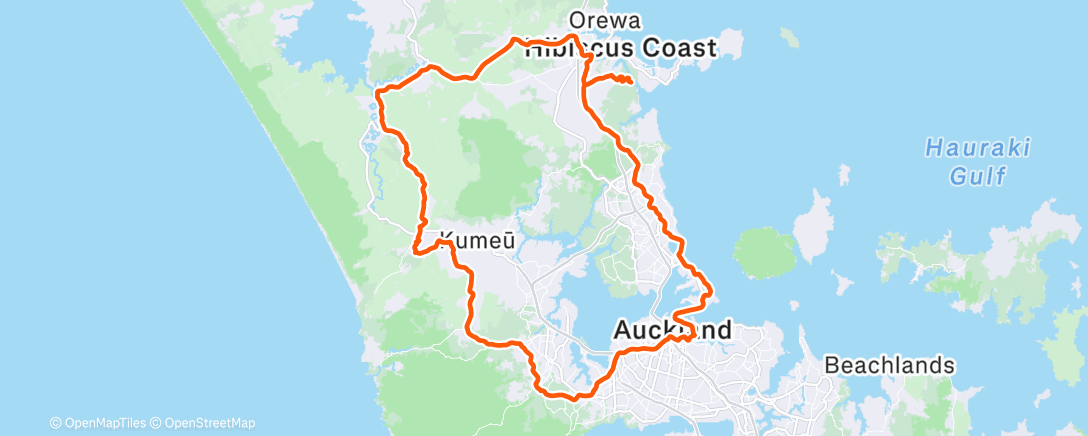 Map of the activity, Anticlockwise Tim’s Birthday Devonport ride