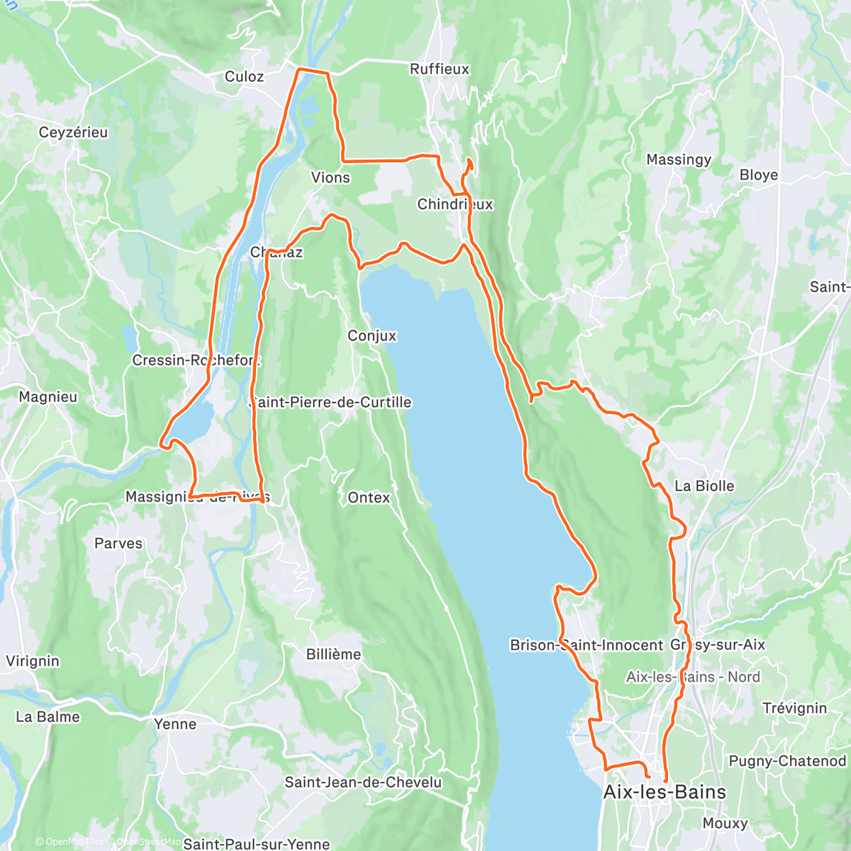 Map of the activity, Vélo du midi