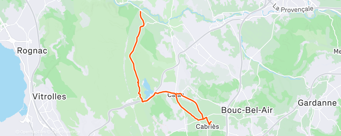 Map of the activity, Course à pied le midi