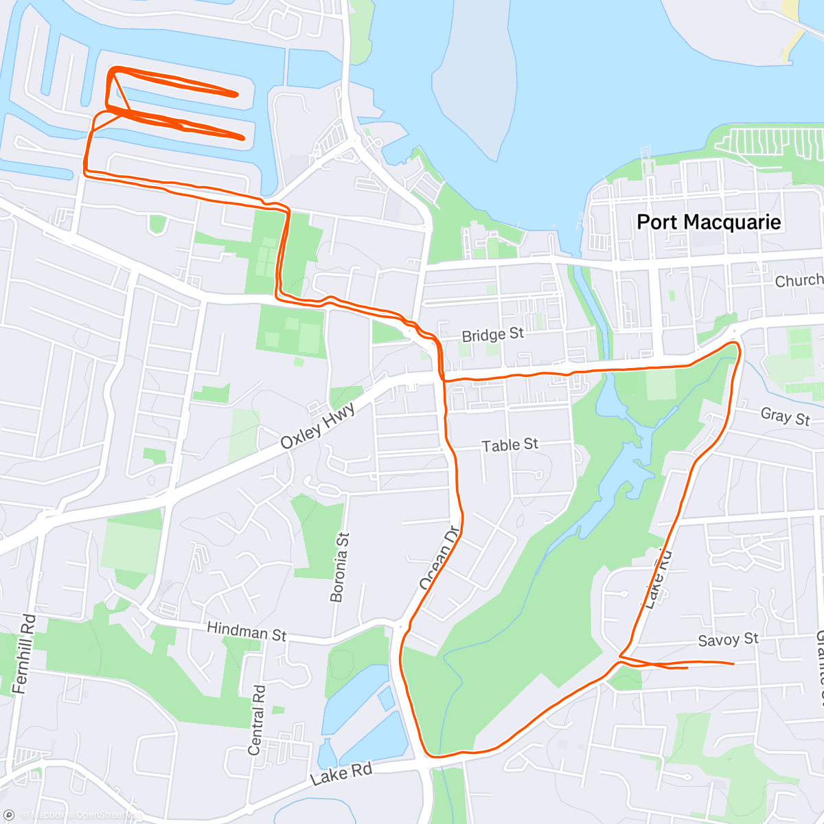 Map of the activity, 5km WU; 4x2km (2min); 4+km CD