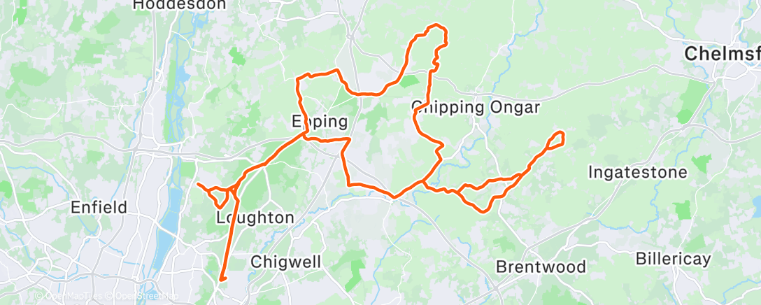 Map of the activity, Cycling