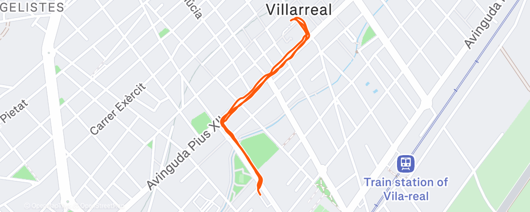 Map of the activity, Carrera de noche