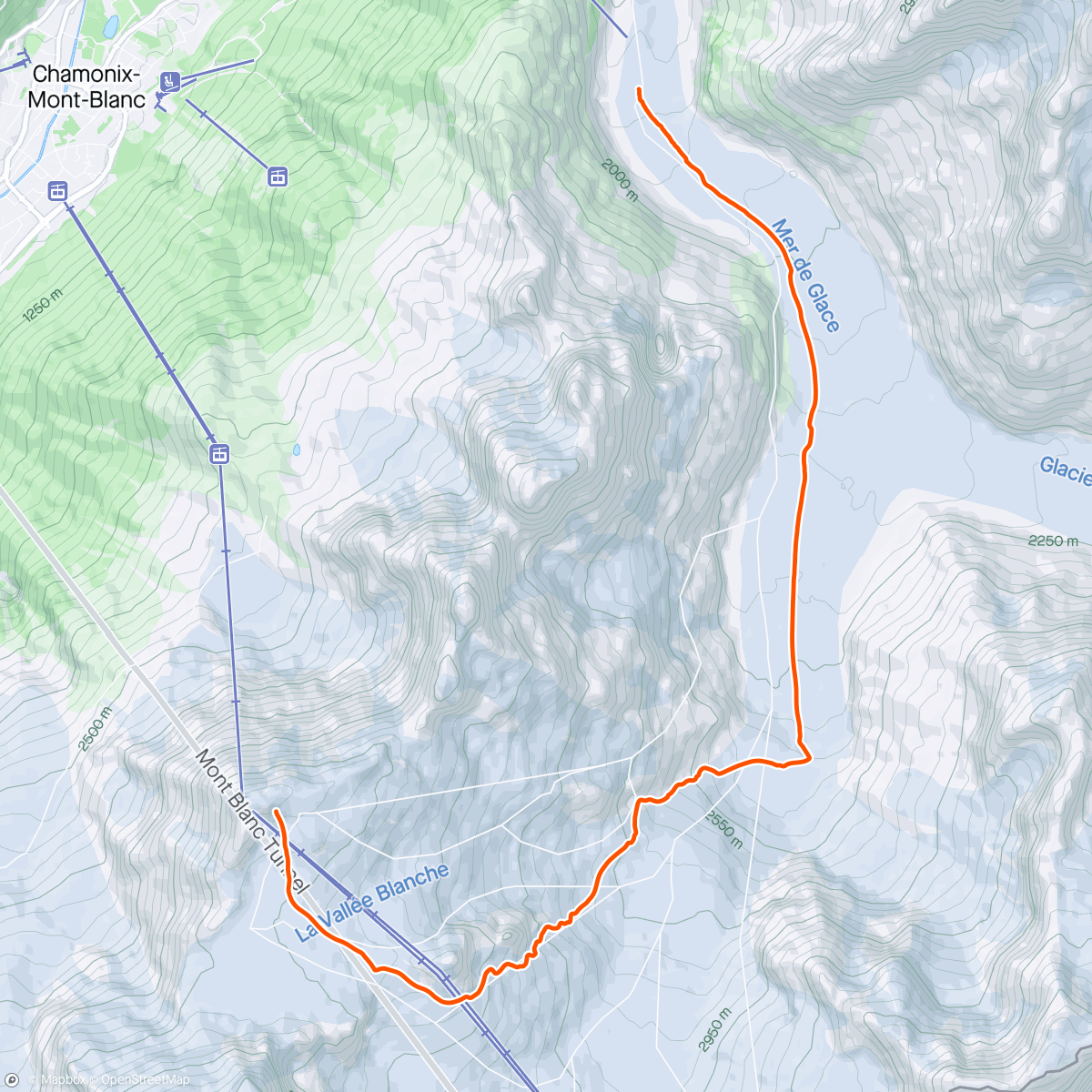 Mapa da atividade, Valle Blanche 🤩