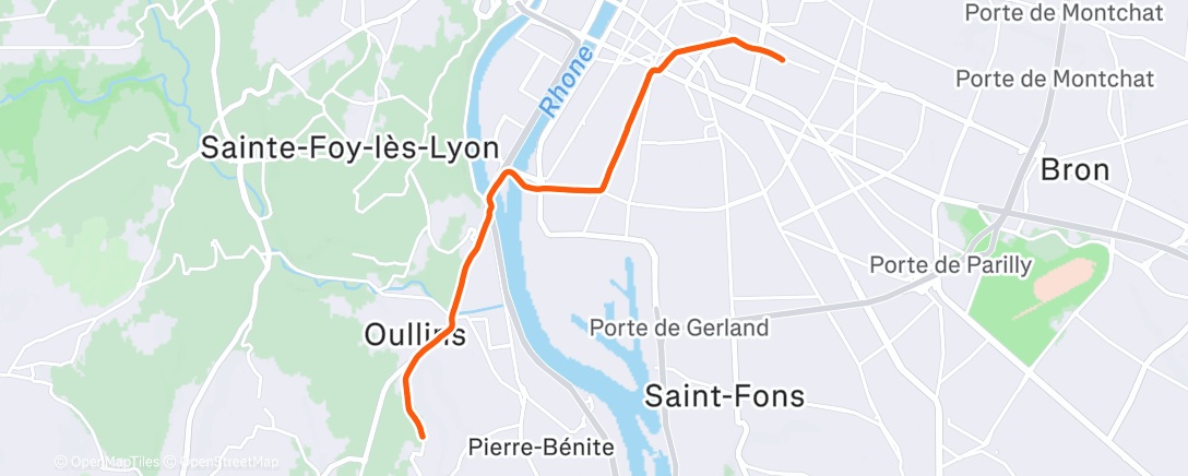 Map of the activity, Sortie vélo en soirée