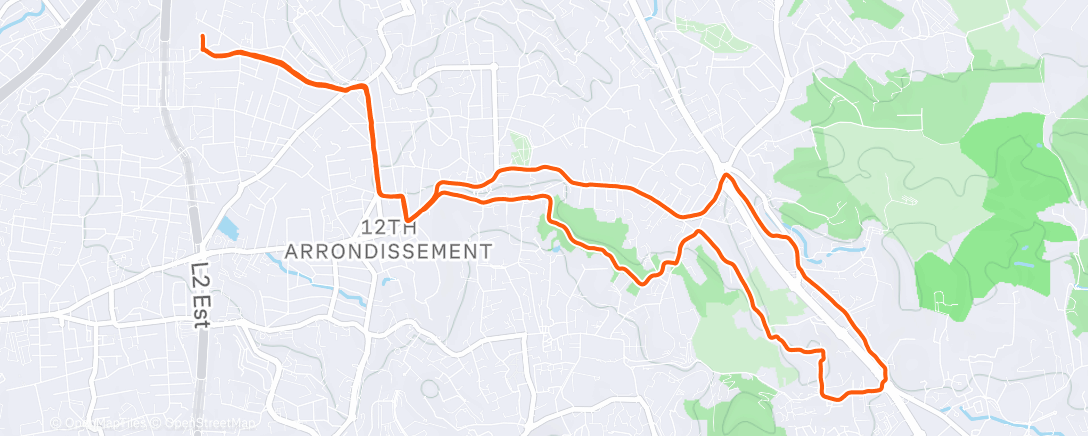 Map of the activity, Course à pied dans l'après-midi