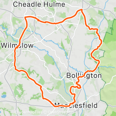 Usual route Bollington Pott Shrigley Poynton, Handforth, Alderley Edge ...