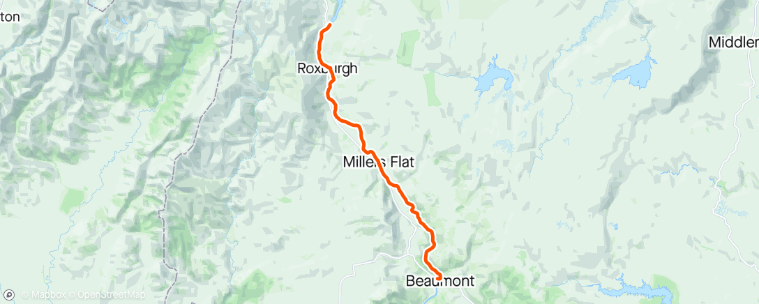Mapa da atividade, Clutha Trail - Roxborough Dam to Beaumont Pub