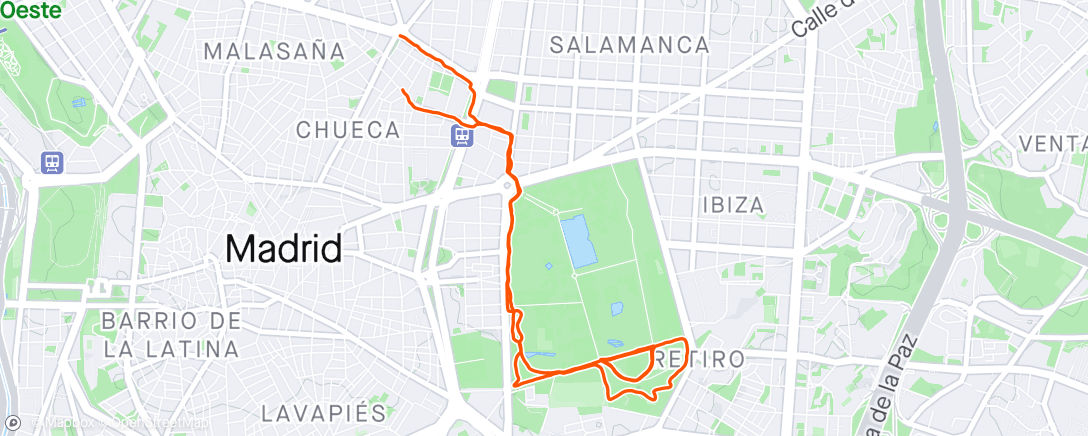 Mapa da atividade, Madrid park jog and some reps