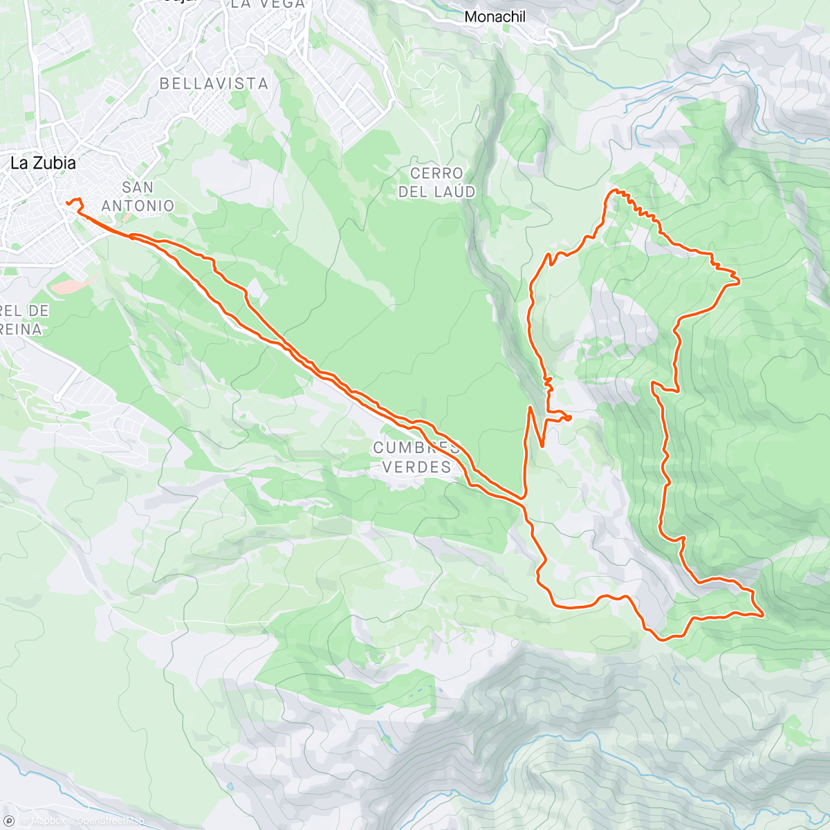 Map of the activity, Bicicleta de montaña eléctrica por la tarde
