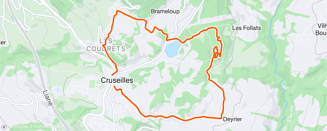 Map of the activity, Trail en soirée