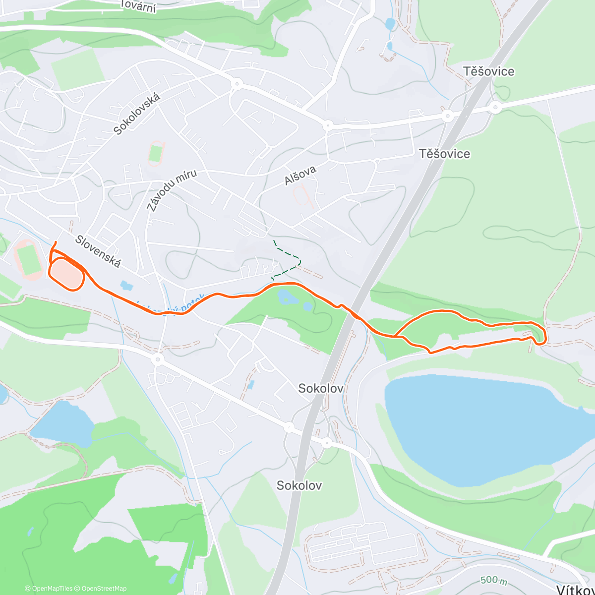 Map of the activity, Afternoon Run