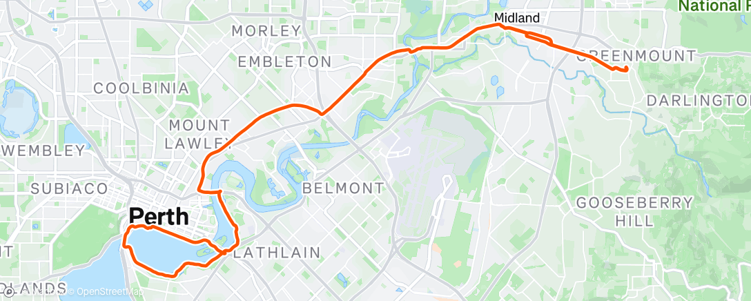 Map of the activity, Evening Ride