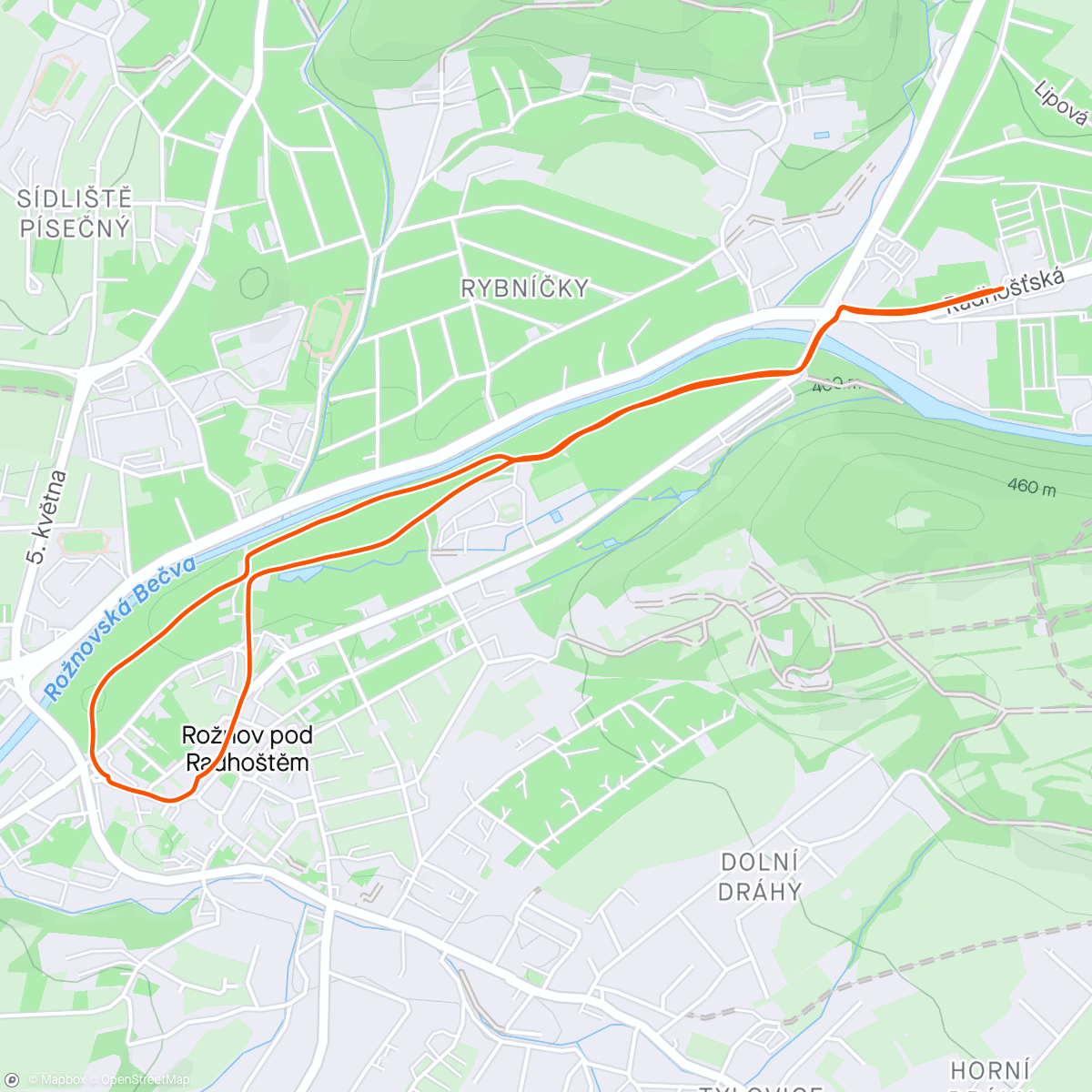 Mappa dell'attività Rožnov pod Radhoštěm Chůze