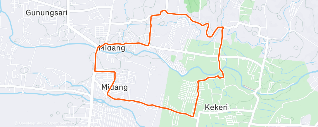 Map of the activity, Afternoon Run