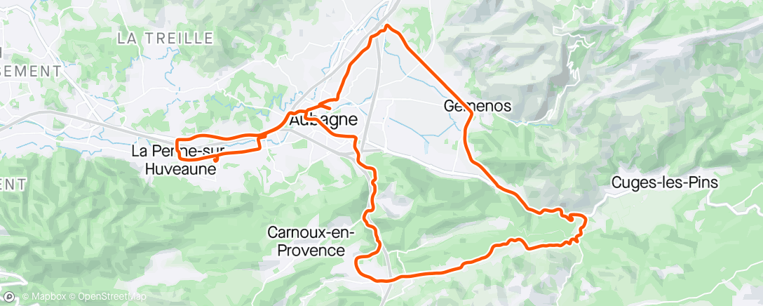 「Tour Vélo Aubagne 42km」活動的地圖