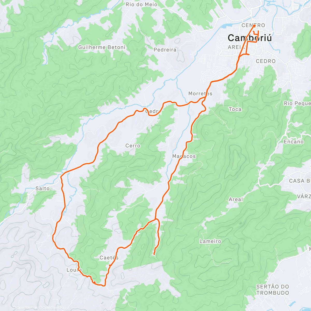 Map of the activity, Pedalada de mountain bike matinal