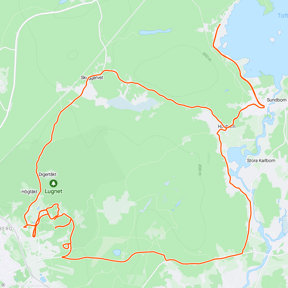 Map of the activity, Afternoon Roller Ski