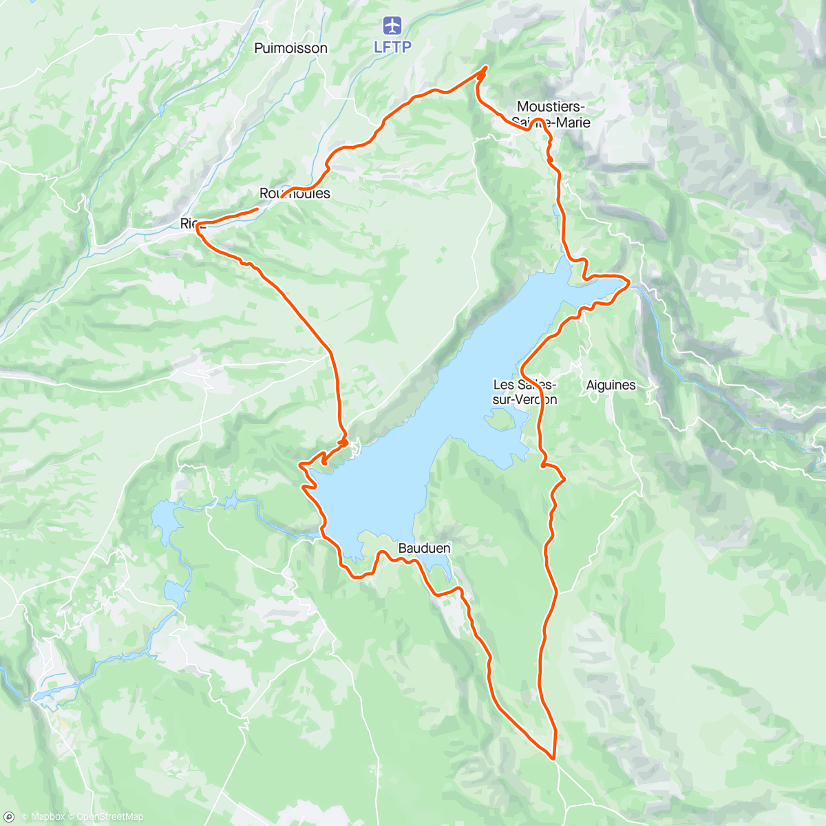 アクティビティ「Tour du lac de sainte Croix」の地図