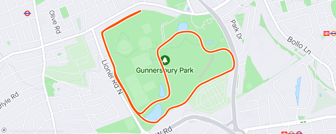 活动地图，Gunnersbury parkrun