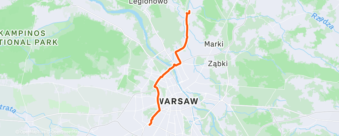 Map of the activity, Evening Ride