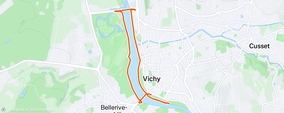 Map of the activity, Course à pied en soirée