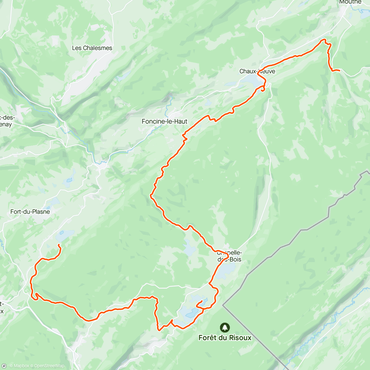 Map of the activity, J5 GTJ : Mouthe - Lac des Rouges Truites