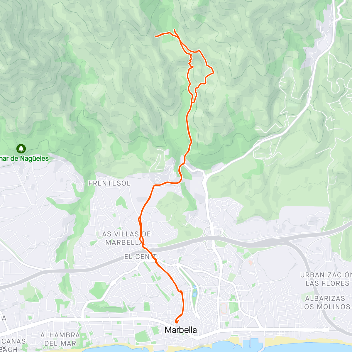 Map of the activity, Marbella - utforske fjellstier
