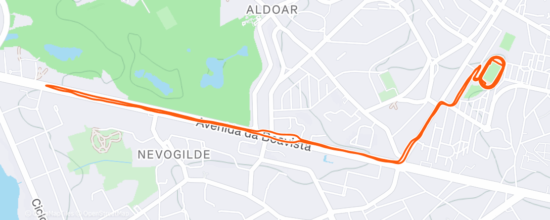 Map of the activity, Corrida ao entardecer