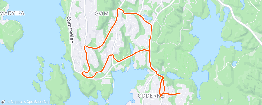 Map of the activity, Afternoon Run m/løpevogn