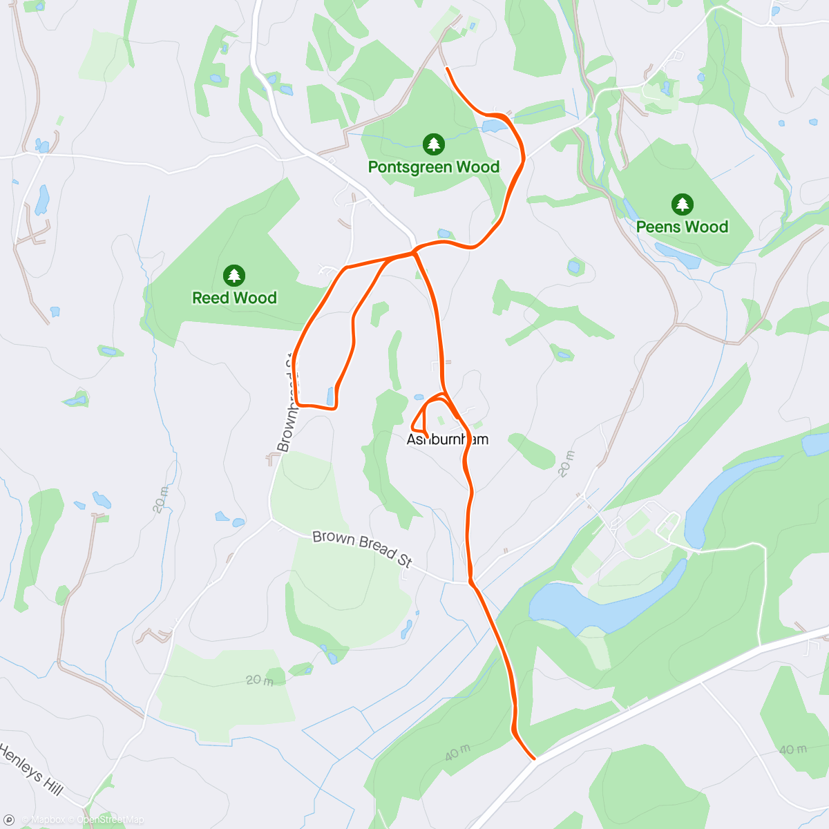 Map of the activity, Ashburnham run with Percy 🐕