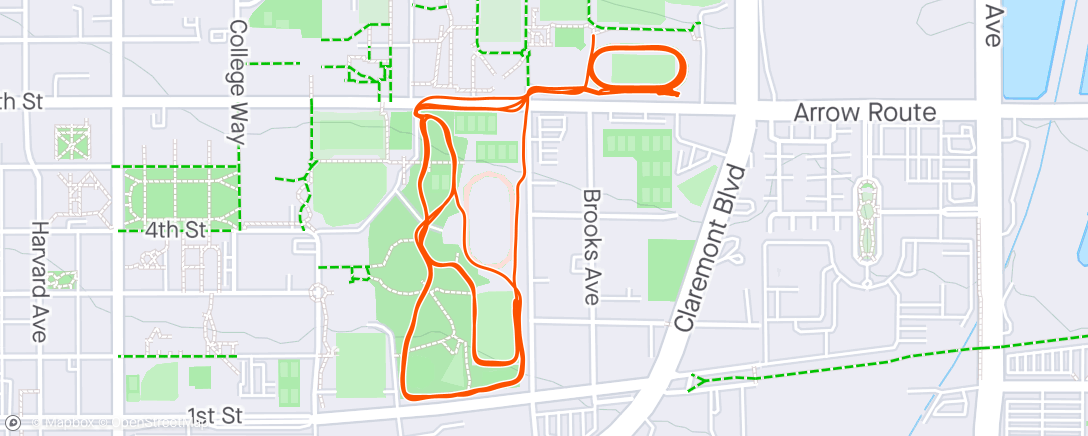 Mapa de la actividad, 4 x 2 miles with 3 minutes rest