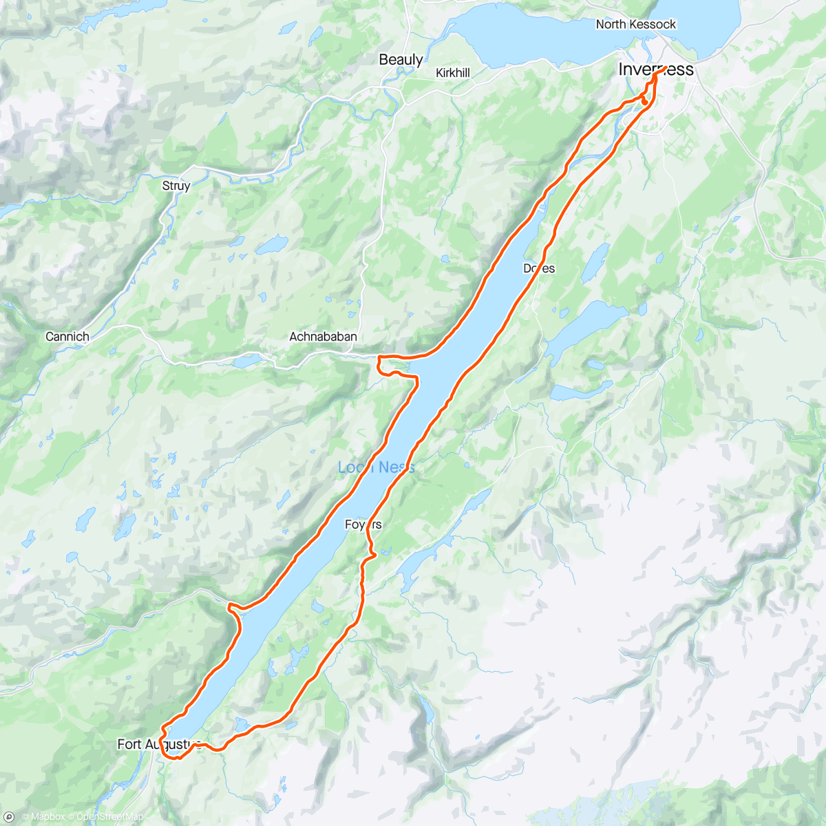 Mappa dell'attività Etape Loch Ness
