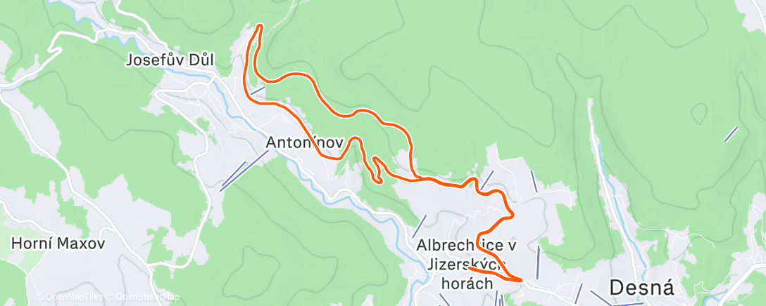 Map of the activity, Afternoon Run