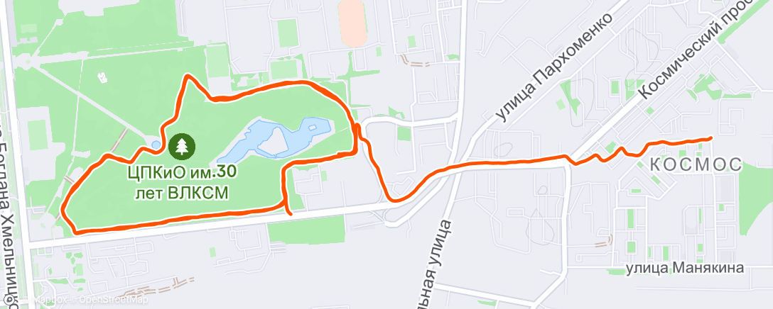 Map of the activity, Полуденный забег