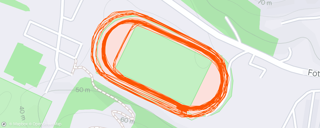 Map of the activity, 25x400m p:30s