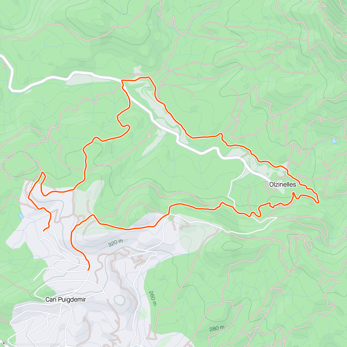Map of the activity, Trail running