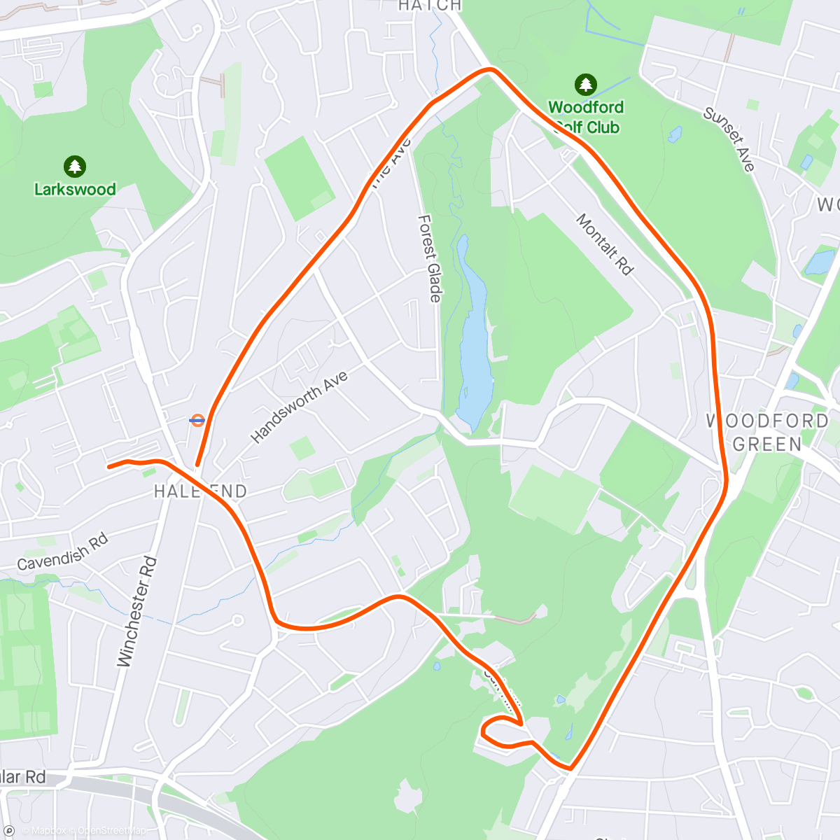 Map of the activity, Morning Run to drop off a birthday card.
