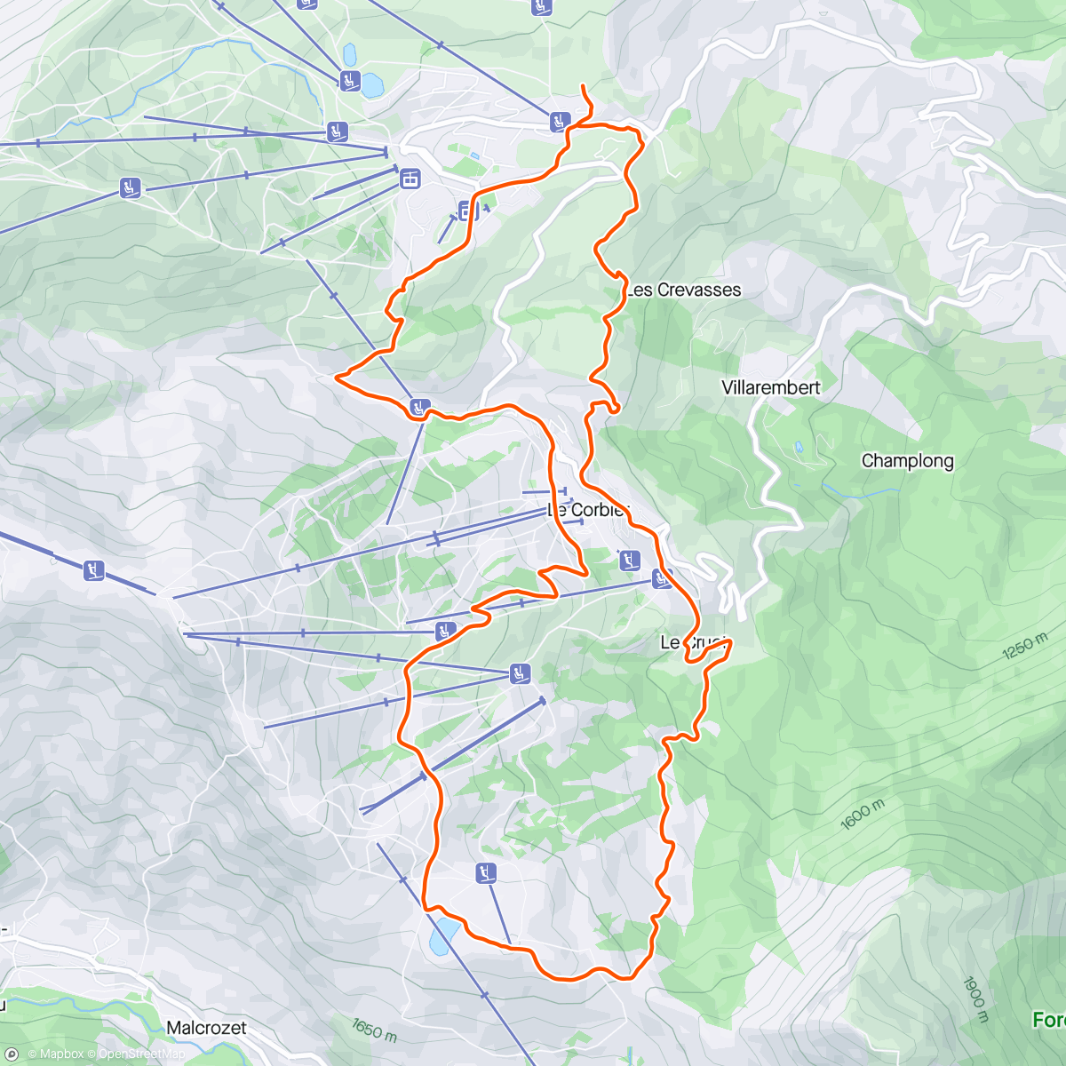 Mappa dell'attività A/R Col d'Arves avec Laurène