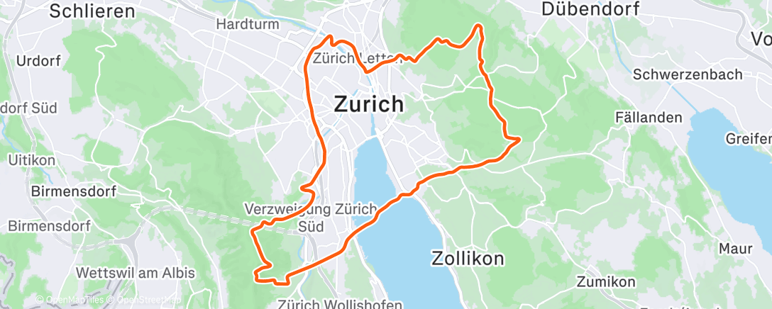 Map of the activity, MyWhoosh - Zurich
