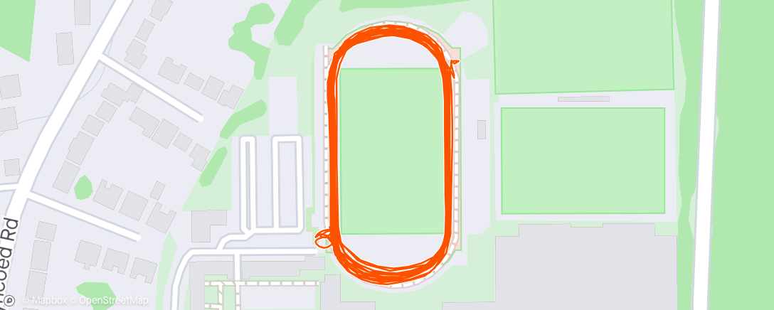 Map of the activity, 5x 1k @ 5k race pace [90s]