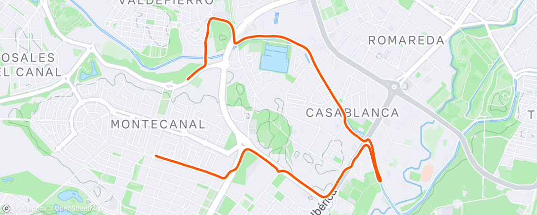 Map of the activity, Carrera de noche
