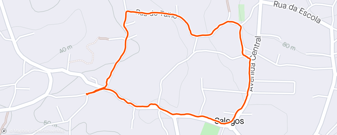 Map of the activity, Caminhada ao anoitecer