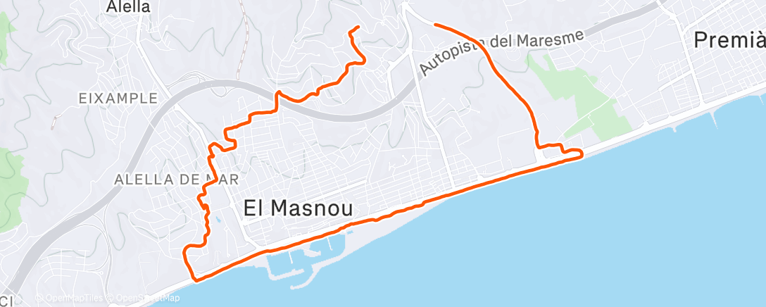 Map of the activity, Carrera de noche