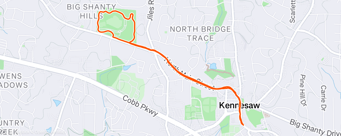 Map of the activity, Evening Run