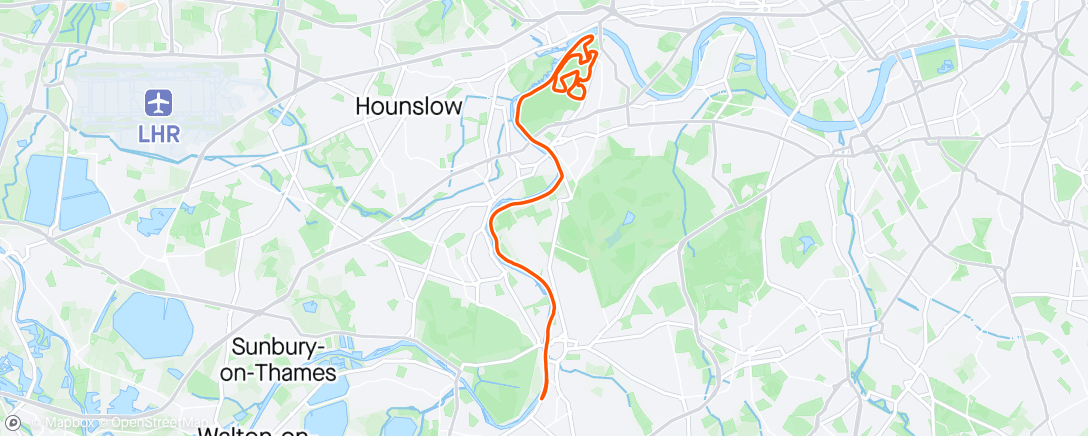 Mapa da atividade, Richmond Marathon DNF