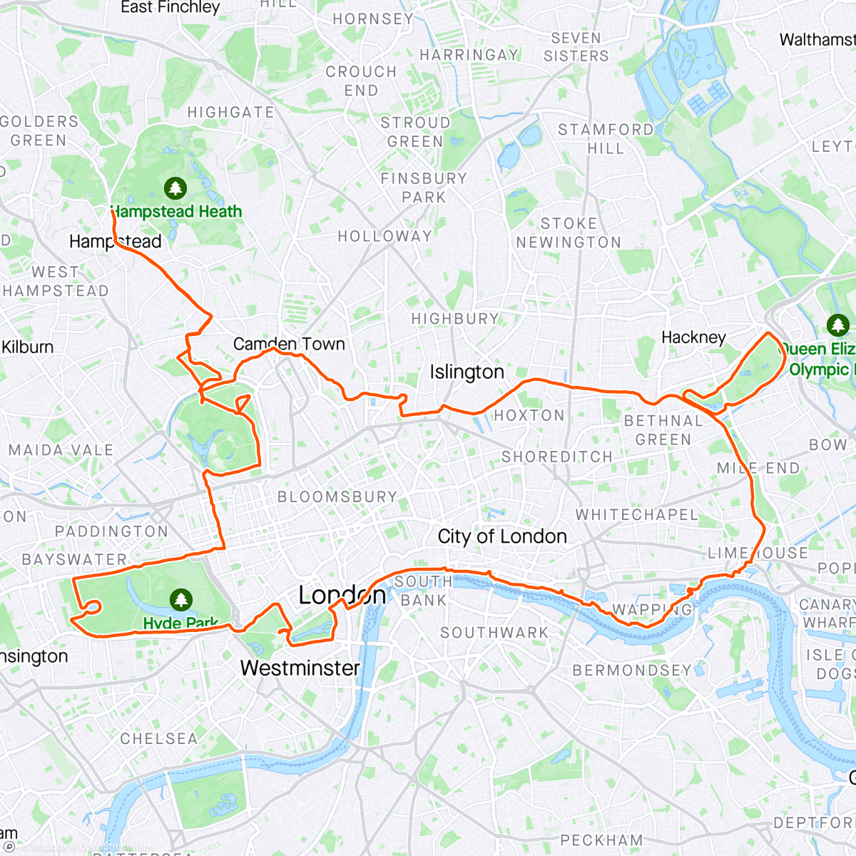 Mapa de la actividad, LSR London Tour