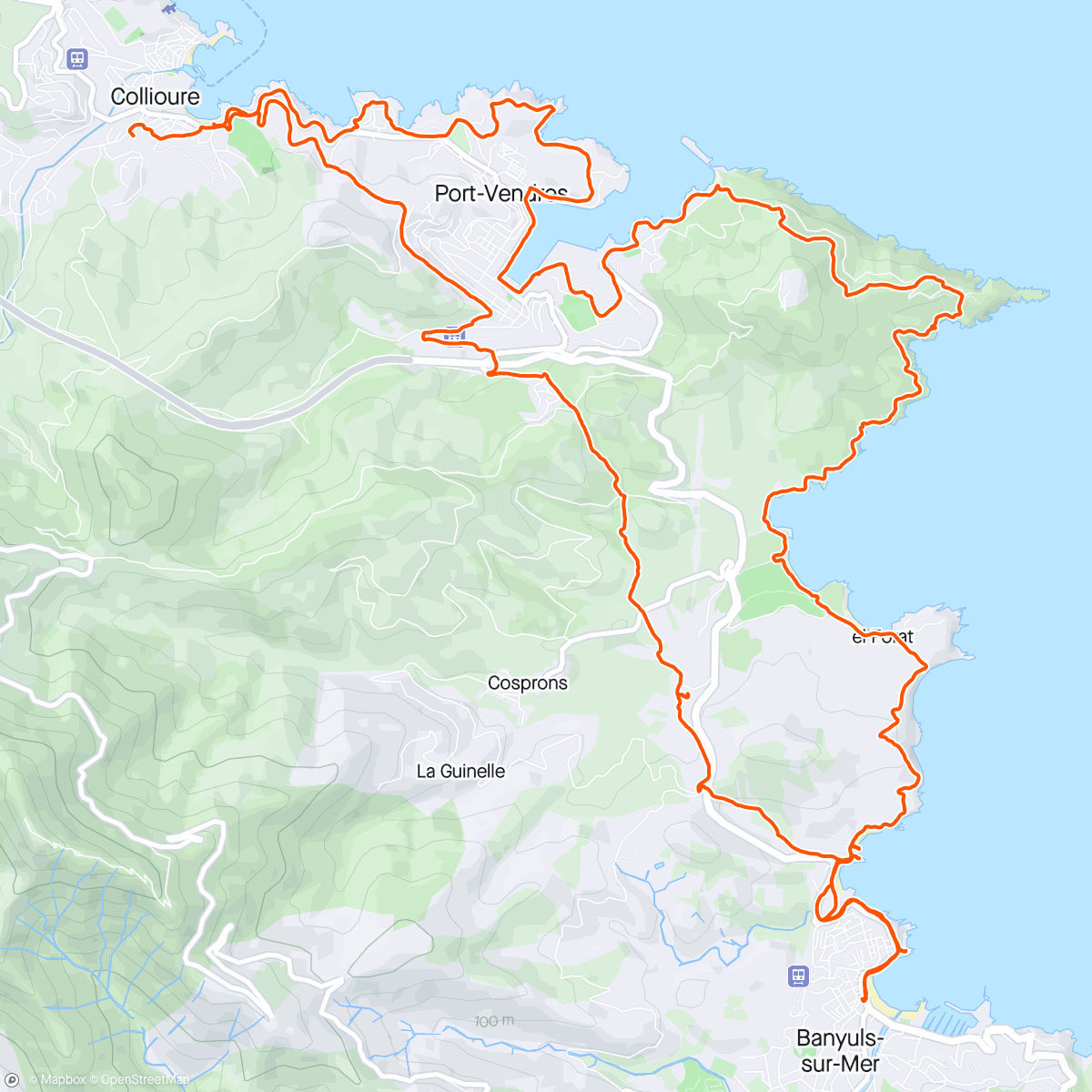 Mapa da atividade, Sentier du littoral Collioure➡️Banyuls aller /retour