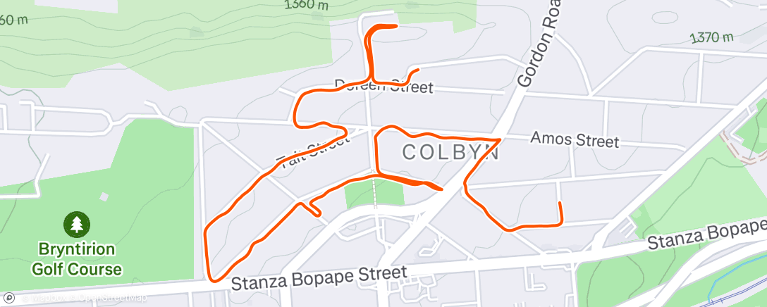 Map of the activity, Afternoon Run